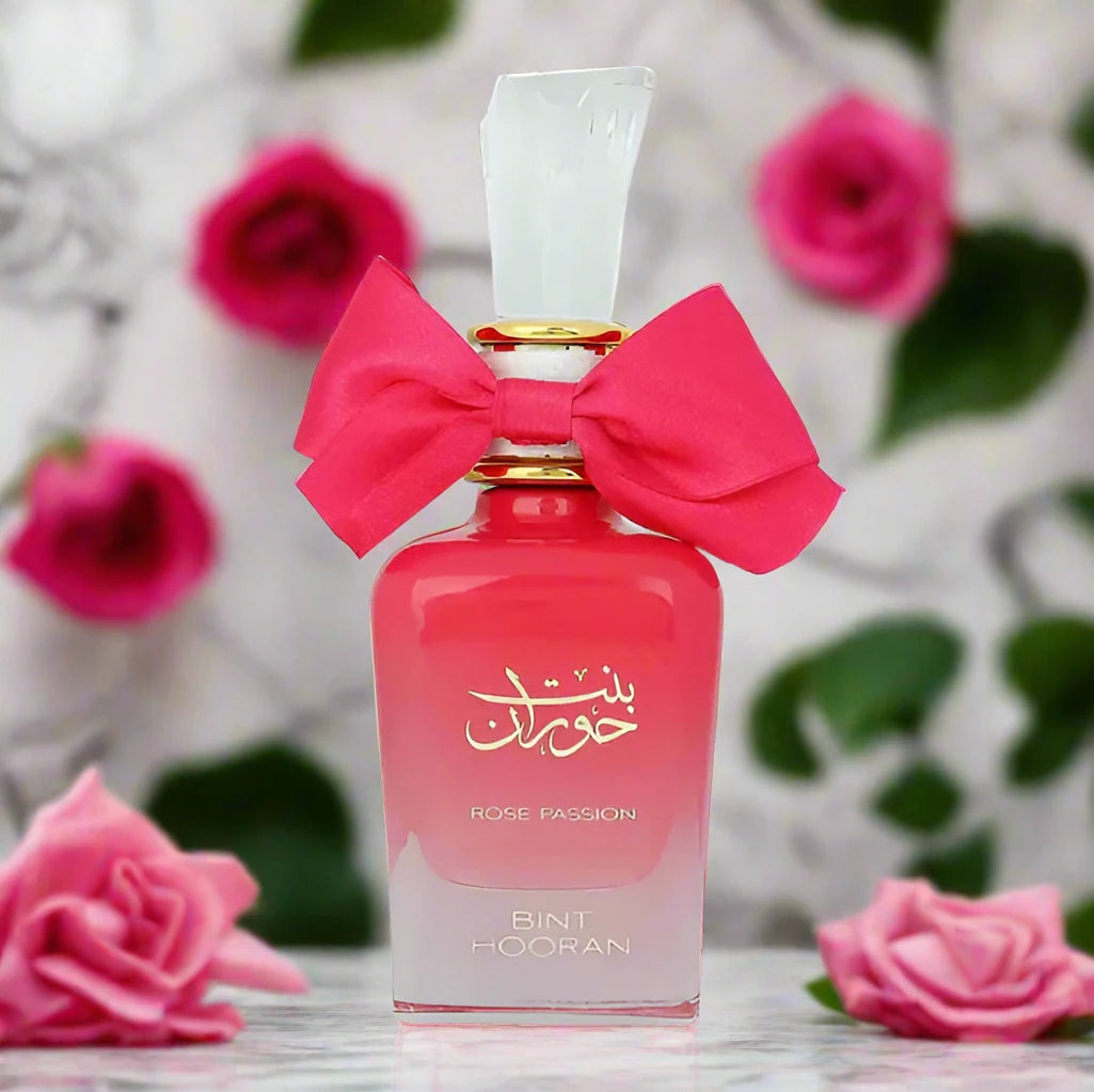 Bint Hooran Rose Passion Perfume 100ml EDP bottle featuring an elegant design.