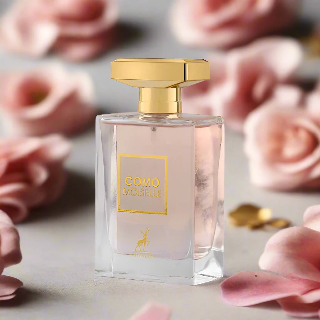 Como Moiselle 100ml EDP by Maison Alhambra – A floral, elegant fragrance, encased in a sleek, modern bottle.