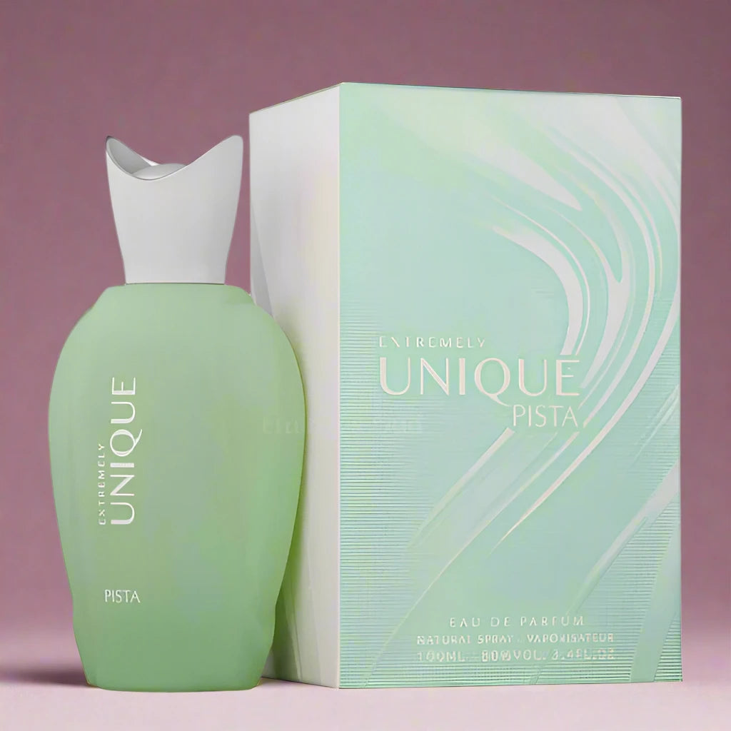 Extremely Unique Pista Perfume 100ml EDP bottle featuring a gourmet-inspired design.