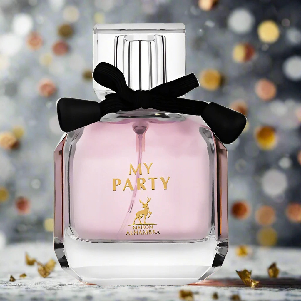 My Party Perfume 100ml EDP by Maison Alhambra – A captivating fragrance designed for unforgettable celebrations, blending vibrant and luxurious notes.