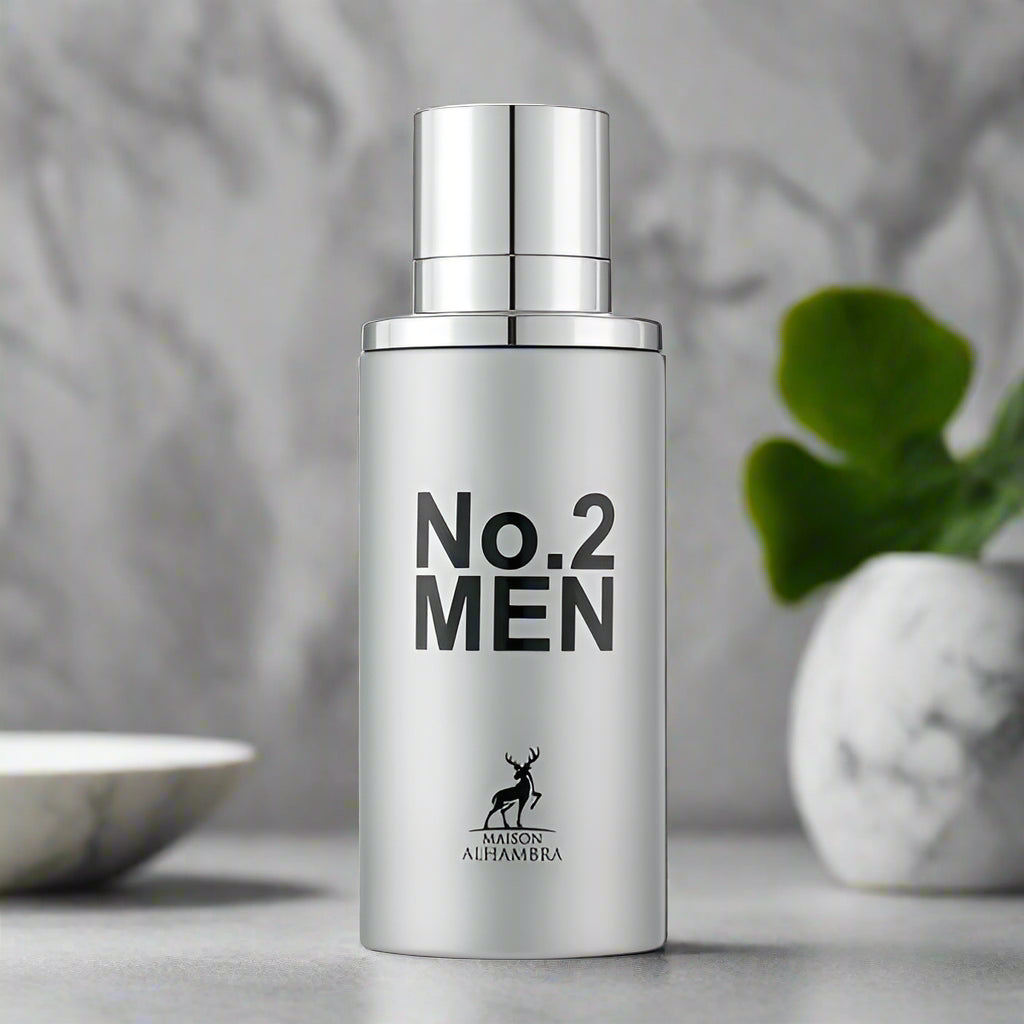 No. 2 Men Perfume 80ml EDP by Maison Alhambra, an elegant and masculine fragrance in a sleek design.