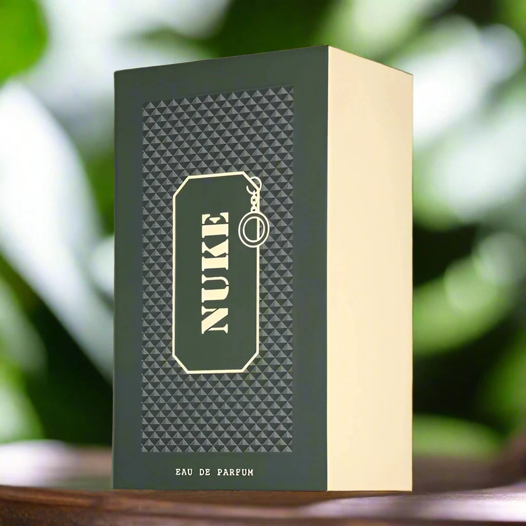 Nuke Perfume 100ml EDP bottle designed for a bold and masculine fragrance experience.