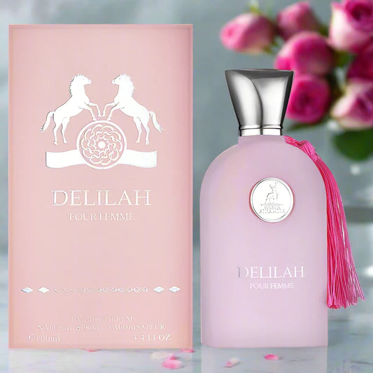 Delilah Pour Femme Perfume 100ml EDP by Maison Alhambra – A luxurious and elegant fragrance for women, blending floral and refined accords.