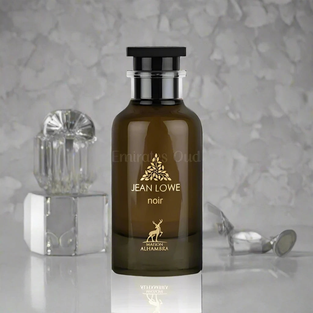 100ml Jean Lowe Noir EDP by Maison Alhambra, featuring a blend of oud, rose, and raspberry notes.
