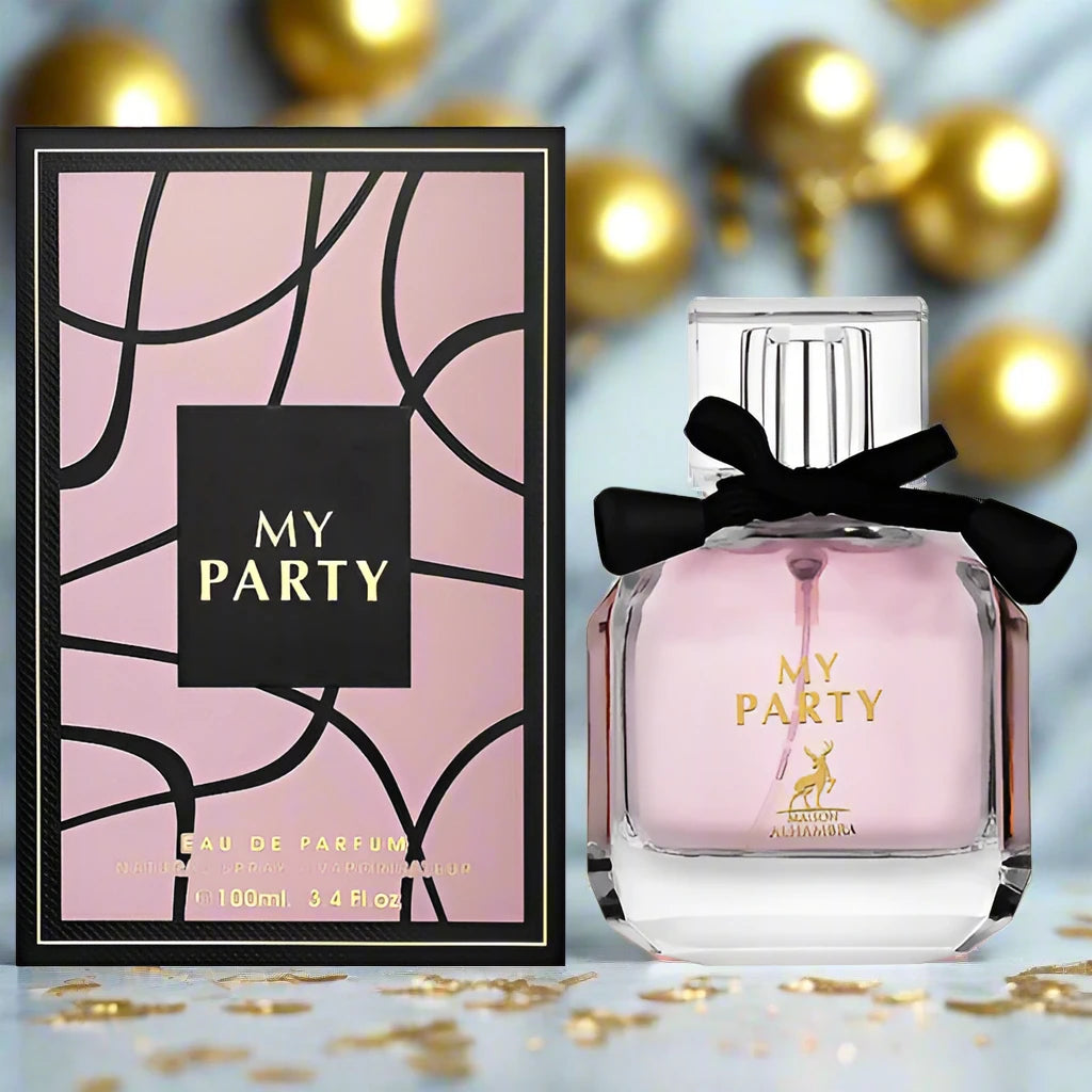 My Party Perfume 100ml EDP by Maison Alhambra – A festive and elegant fragrance embodying celebration and charm with luxurious notes.