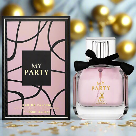My Party Perfume 100ml EDP by Maison Alhambra – A festive and elegant fragrance embodying celebration and charm with luxurious notes.
