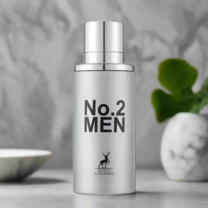 No. 2 Men Perfume 80ml EDP by Maison Alhambra, an elegant and masculine fragrance in a sleek design.