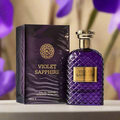 Violet Sapphire EDP – 100ml by Fragrance World – A sophisticated and luxurious fragrance with floral and fruity notes, designed for a captivating and elegant experience.