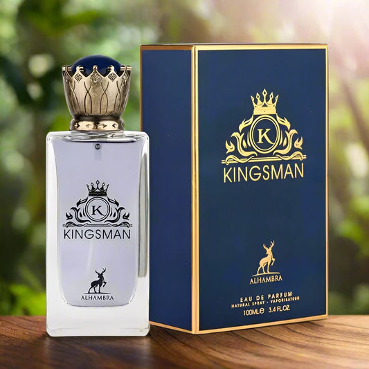 Kingsman Perfume 100ml EDP by Maison Alhambra - Sophisticated and powerful scent in luxurious packaging."
