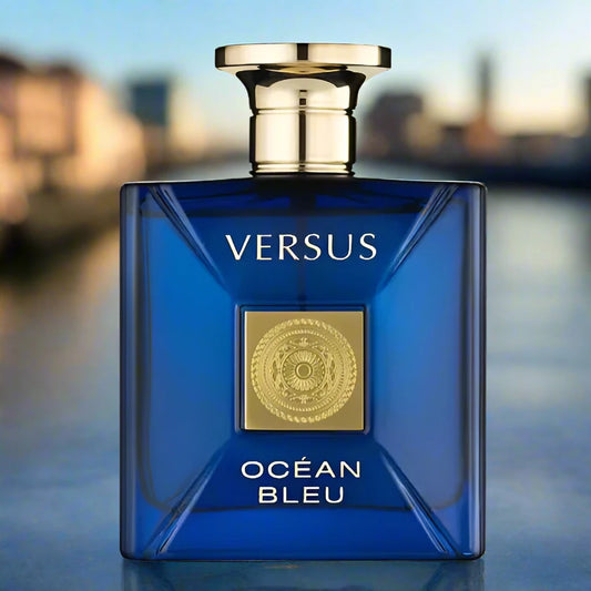 Versus Ocean Blue Perfume 100ml EDP by Fragrance World - Crisp and invigorating oceanic fragrance in a stylish bottle.
